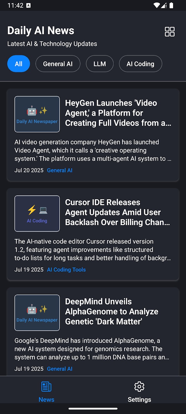 AI News App - News Feed