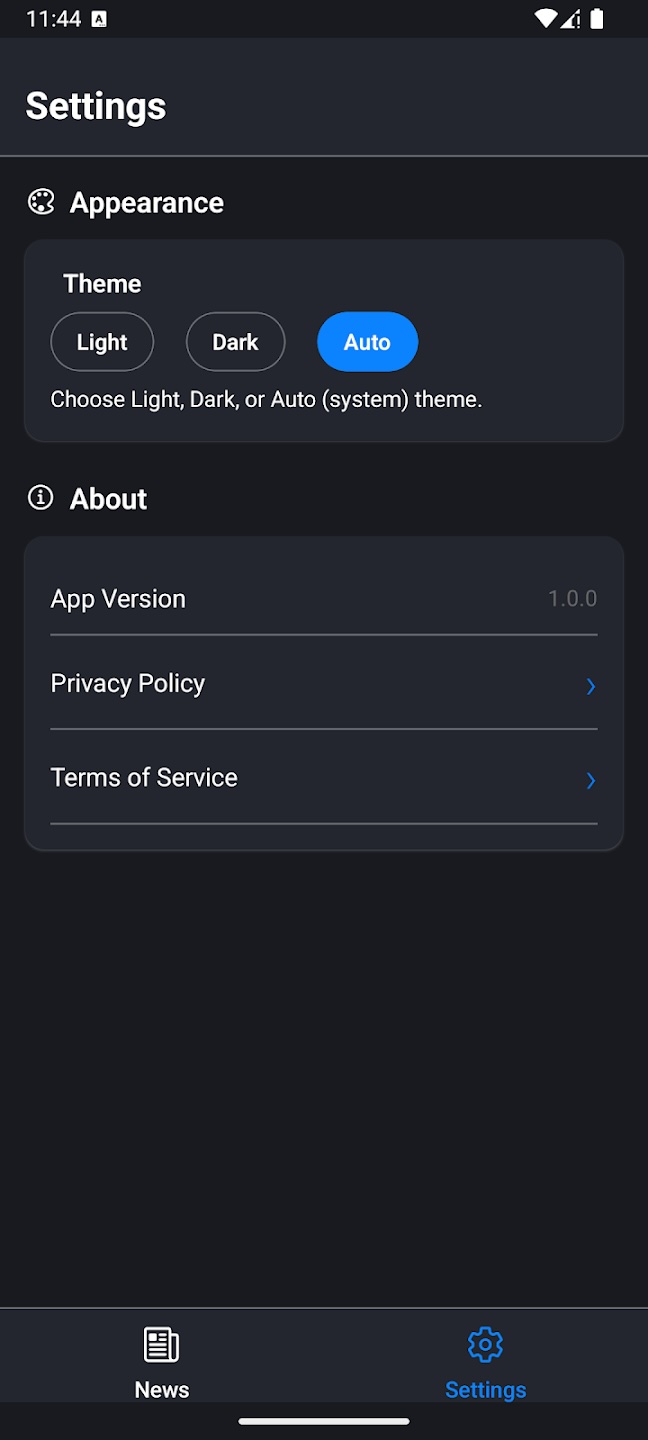 AI News App - Settings